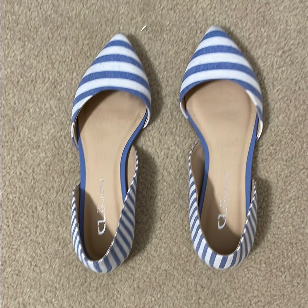 Women's Blue and White Striped Shoes